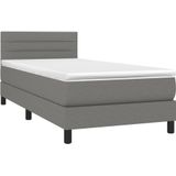 VidaXL Boxspring met Matras en LED Stof Donkergrijs 90x190 cm