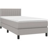 vidaXL Boxspring met matras en LED stof lichtgrijs 90x200 cm