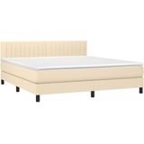 vidaXL Boxspringbett mit Matratze & LED Creme 160x200 cm Stoff