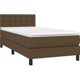 vidaXL Boxspringbett mit Matratze & LED Dunkelbraun 100x200 cm Stoff