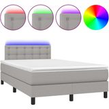 Jinlefu - Boxspringbett mit Matratze & led Hellgrau 120x200 cm Stoff vidaXL
