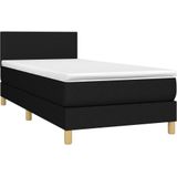 vidaXL Boxspringbett mit Matratze & LED Schwarz 90x200 cm Stoff