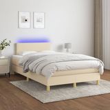 VidaXL Boxspring met Matras en LED - Crèmekleurig - 120x200 cm