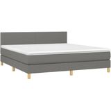 VidaXL Boxspring met Matras en LED Stof Donkergrijs 180x200 cm