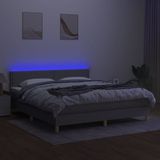 vidaXL Boxspring met matras en LED stof lichtgrijs 180x200 cm