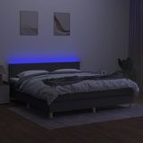 vidaXL Boxspring met matras en LED stof donkergrijs 180x200 cm