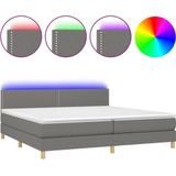 vidaXL Boxspringbett mit Matratze & LED Dunkelgrau 200x200 cm Stoff
