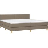 vidaXL Boxspring met matras en LED stof taupe 200x200 cm