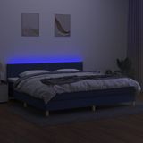 vidaXL Boxspring met matras en LED stof blauw 200x200 cm