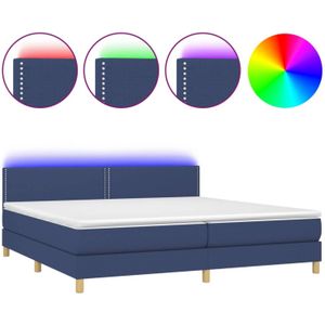 vidaXL Boxspring met matras en LED stof blauw 200x200 cm
