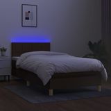 VidaXL Boxspring met Matras en LED Stof Donkerbruin 80x200 cm