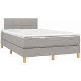 vidaXL Boxspringbett mit Matratze & LED Hellgrau 120x200 cm Stoff