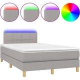 vidaXL Boxspringbett mit Matratze & LED Hellgrau 120x200 cm Stoff