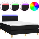 vidaXL Boxspringbett mit Matratze & LED Schwarz 120x200 cm Stoff