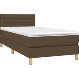 vidaXL Boxspringbett mit Matratze & LED Dunkelbraun 80x200 cm Stoff
