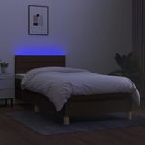 VidaXL Boxspring met Matras en LED Stof Donkerbruin 100x200 cm
