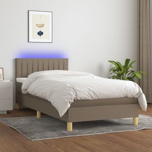 vidaXL Boxspringbett mit Matratze & LED Taupe 80x200 cm Stoff
