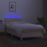 VidaXL Boxspring met Matras en LED - Crèmekleurig - 100x200 cm