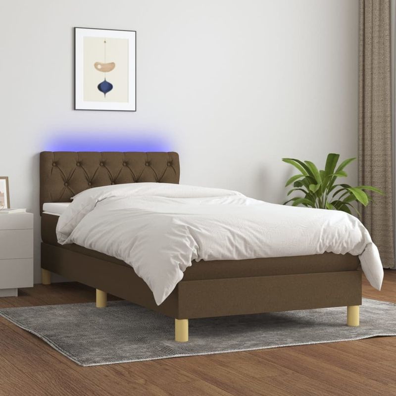 Vidaxl - Boxspringbett mit Matratze & led Dunkelbraun 80x200 cm Stoff