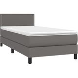 vidaXL Boxspringbett mit Matratze & LED Grau 80x200 cm Kunstleder