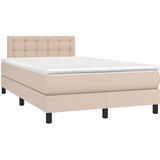 vidaXL Boxspring met Matras en LED Kunstleer Cappuccino 120x200cm