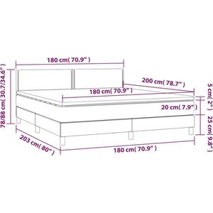 vidaXL Boxspring met matras en LED fluweel donkergrijs