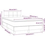 vidaXL Boxspring - Matras en LED - Fluweel - Lichtgrijs - 120x200 cm