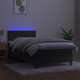 Jinlefu - Boxspringbett mit Matratze & led Dunkelgrau 90x200 cm Samt vidaXL
