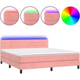 Vidaxl - Boxspringbett mit Matratze & led Rosa 160x200 cm Samt