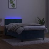 vidaXL Boxspringbett mit Matratze & LED Dunkelblau 80x200 cm Samt