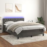 Vidaxl - Boxspringbett mit Matratze & led Dunkelgrau 140x200 cm Samt