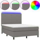 Jinlefu - Boxspringbett mit Matratze & led Dunkelgrau 140x200 cm Stoff vidaXL