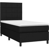 VidaXL Boxspring met Matras en LED Stof Zwart 100x200 cm
