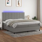 vidaXL Boxspringbett mit Matratze & LED Dunkelgrau 200x200 cm Stoff