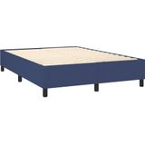 vidaXL Boxspringbett mit Matratze & LED Blau 140x200 cm Stoff