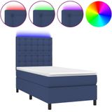 vidaXL Boxspringbett mit Matratze & LED Blau 90x190 cm Stoff