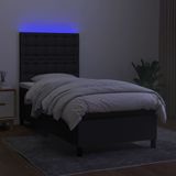 vidaXL Boxspring met matras en LED stof zwart 90x200 cm