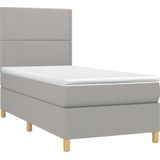 vidaXL Boxspring met matras en LED stof lichtgrijs 90x200 cm