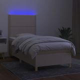vidaXL Boxspring met matras en LED stof crèmekleurig 80x200 cm