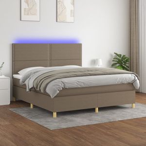 Vidaxl - Boxspringbett mit Matratze & led Taupe 180x200 cm Stoff