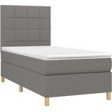 vidaXL Boxspringbett mit Matratze & LED Dunkelgrau 90x190 cm Stoff