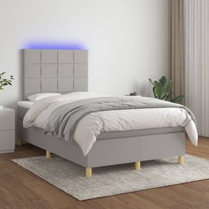 VidaXL Boxspring met Matras en LED Stof Lichtgrijs 120x200 cm
