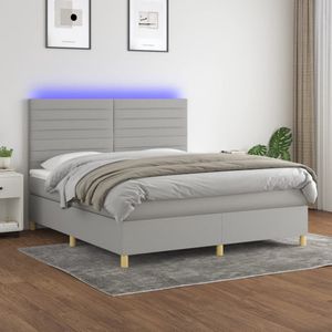 Vidaxl - Boxspringbett mit Matratze & led Hellgrau 180x200 cm Stoff