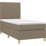 vidaXL Boxspring met matras en LED stof taupe 90x190 cm