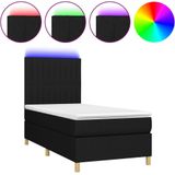 vidaXL Boxspringbett mit Matratze & LED Schwarz 90x200 cm Stoff