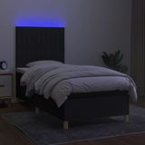 vidaXL Boxspringbett mit Matratze & LED Schwarz 90x200 cm Stoff