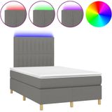vidaXL Boxspringbett mit Matratze & LED Dunkelgrau 120x200 cm Stoff
