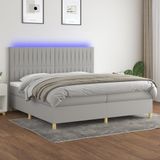 Vidaxl - Boxspringbett mit Matratze & led Hellgrau 200x200 cm Stoff