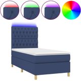 vidaXL Boxspringbett mit Matratze & LED Blau 80x200 cm Stoff