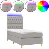 Vidaxl - Boxspringbett mit Matratze & led Hellgrau 90x190 cm Stoff